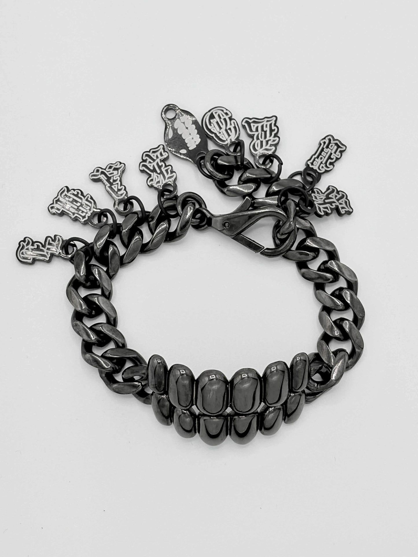 TEETH BRACELET GUN METAL